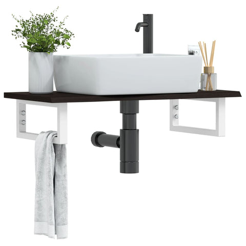 vidaXL Basin Shelf Wall Mounted Steel and Solid Wood Oak