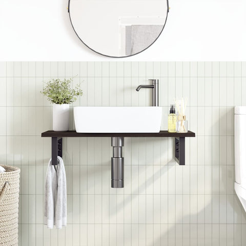 vidaXL Basin Shelf Wall Mounted Steel and Solid Wood Oak