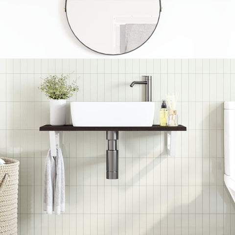 vidaXL Basin Shelf Wall Mounted Steel and Solid Wood Oak