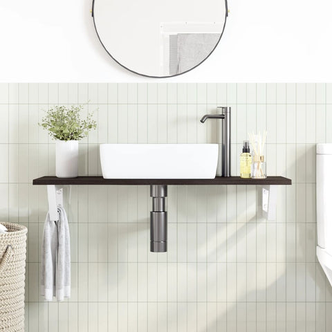 vidaXL Basin Shelf Wall Mounted Steel and Solid Wood Oak