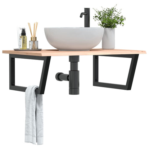 vidaXL Basin Shelf Wall Mounted Steel and Solid Wood Oak