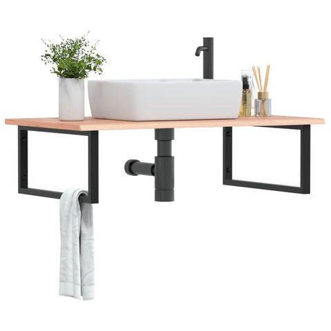 vidaXL Basin Shelf Wall Mounted Steel and Solid Wood Oak