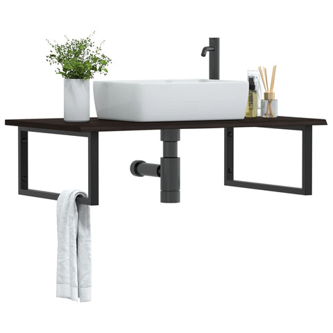 vidaXL Basin Shelf Wall Mounted Steel and Solid Wood Oak