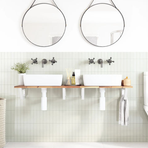 vidaXL Basin Shelf Wall Mounted Steel and Solid Wood Acacia
