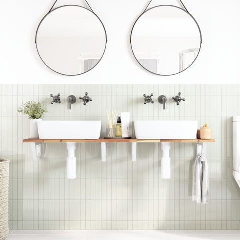 vidaXL Basin Shelf Wall Mounted Steel and Solid Wood Acacia