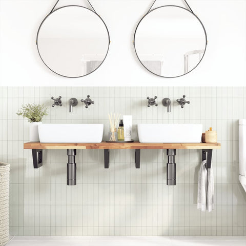 vidaXL Basin Shelf Wall Mounted Steel and Solid Wood Acacia