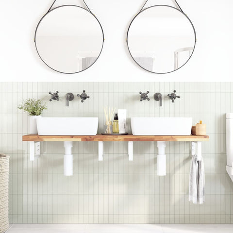 vidaXL Basin Shelf Wall Mounted Steel and Solid Wood Acacia