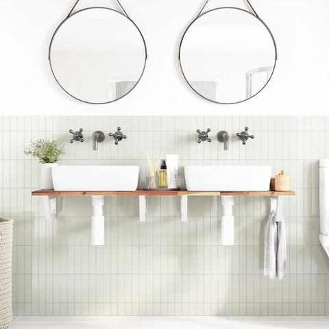 vidaXL Basin Shelf Wall Mounted Steel and Solid Wood Acacia