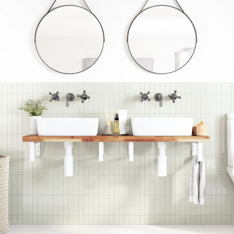 vidaXL Basin Shelf Wall Mounted Steel and Solid Wood Acacia