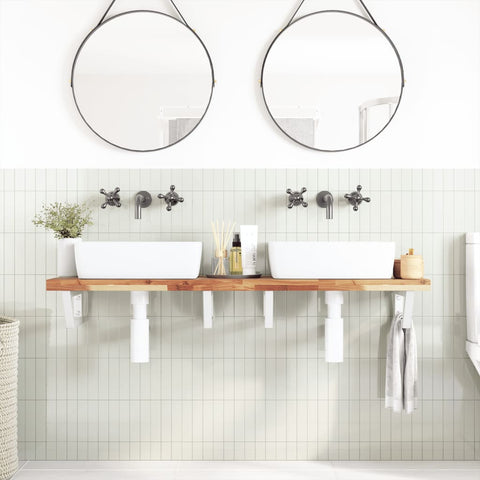 vidaXL Basin Shelf Wall Mounted Steel and Solid Wood Acacia