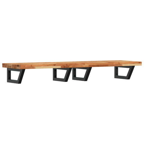 vidaXL Basin Shelf Wall Mounted Steel and Solid Wood Acacia