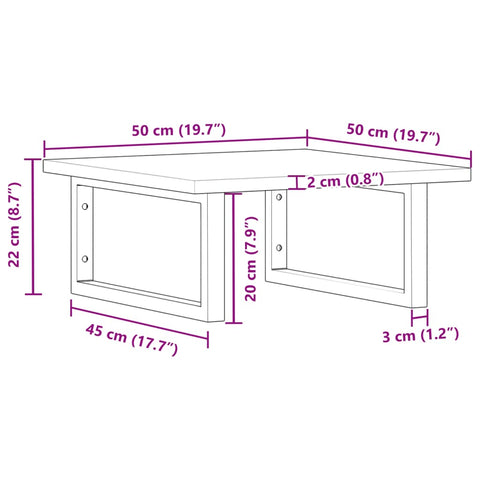 vidaXL Basin Shelf Wall Mounted Steel and Solid Wood Acacia