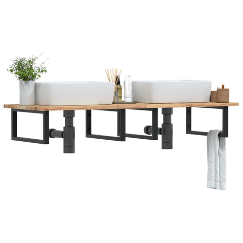 vidaXL Basin Shelf Wall Mounted Steel and Solid Wood Acacia