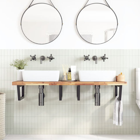 vidaXL Basin Shelf Wall Mounted Steel and Solid Wood Acacia