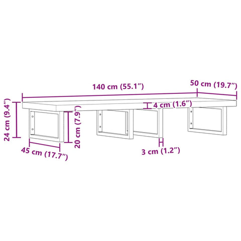 vidaXL Basin Shelf Wall Mounted Steel and Solid Wood Acacia