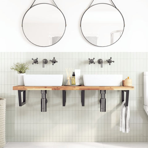 vidaXL Basin Shelf Wall Mounted Steel and Solid Wood Acacia
