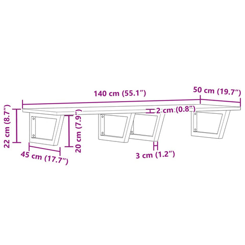 vidaXL Basin Shelf Wall Mounted Steel and Solid Wood Acacia