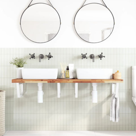 vidaXL Basin Shelf Wall Mounted Steel and Solid Wood Acacia
