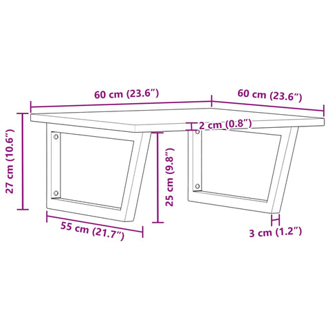 vidaXL Basin Shelf Wall Mounted Steel and Solid Wood Acacia