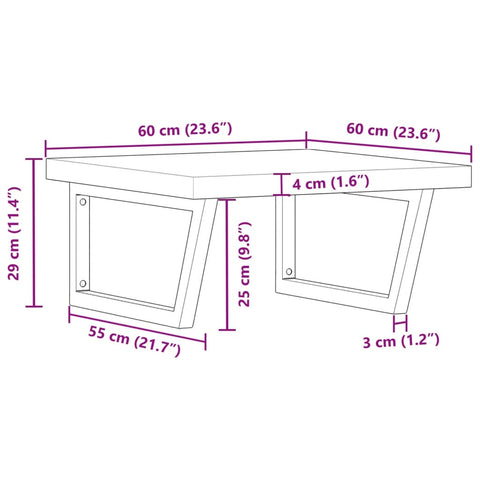 vidaXL Basin Shelf Wall Mounted Steel and Solid Wood Acacia