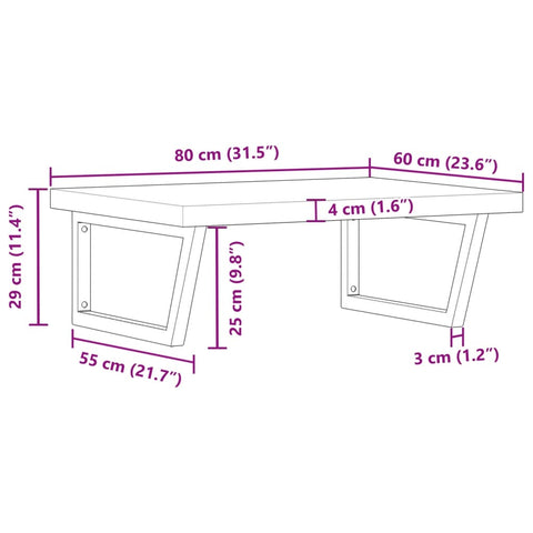 vidaXL Basin Shelf Wall Mounted Steel and Solid Wood Acacia