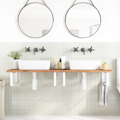vidaXL Basin Shelf Wall Mounted Steel and Solid Wood Beech