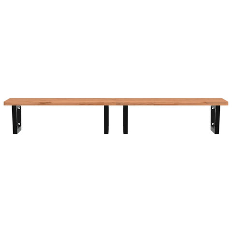 vidaXL Basin Shelf Wall Mounted Steel and Solid Wood Beech