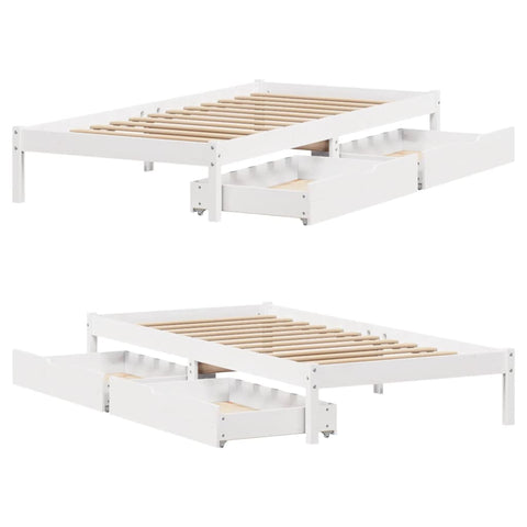 vidaXL Bed Frame without Mattress White 90x190 cm Single Solid Wood Pine