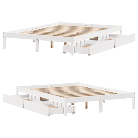 vidaXL Bed Frame without Mattress White 120x190 cm Small Double Solid Wood Pine