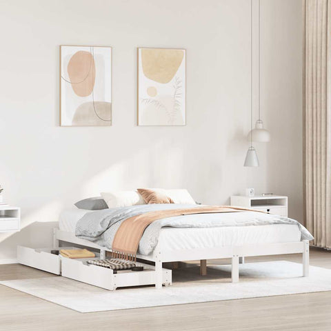 vidaXL Bed Frame without Mattress White 120x190 cm Small Double Solid Wood Pine