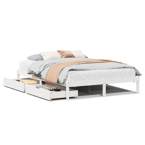 vidaXL Bed Frame without Mattress White 140x190 cm Solid Wood Pine