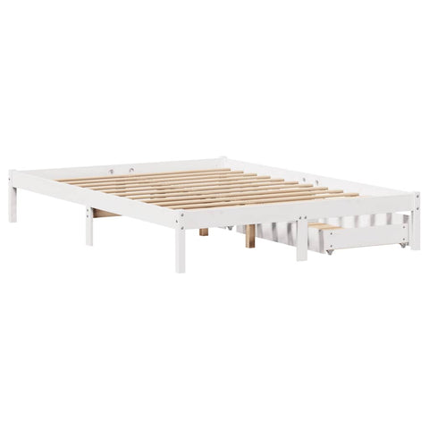 vidaXL Bed Frame without Mattress White 140x190 cm Solid Wood Pine