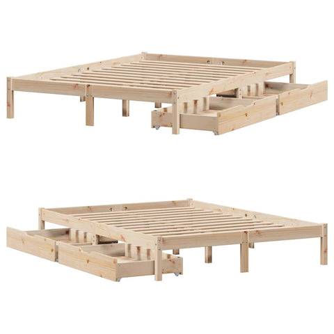 vidaXL Bed Frame without Mattress 150x200 cm King Size Solid Wood Pine