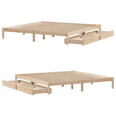 vidaXL Bed Frame without Mattress 180x200 cm Super King Solid Wood Pine