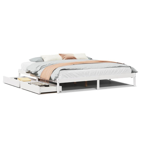 vidaXL Bed Frame without Mattress White 180x200 cm Super King Solid Wood Pine