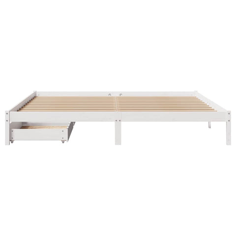 vidaXL Bed Frame without Mattress White 180x200 cm Super King Solid Wood Pine