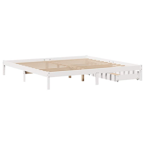 vidaXL Bed Frame without Mattress White 180x200 cm Super King Solid Wood Pine