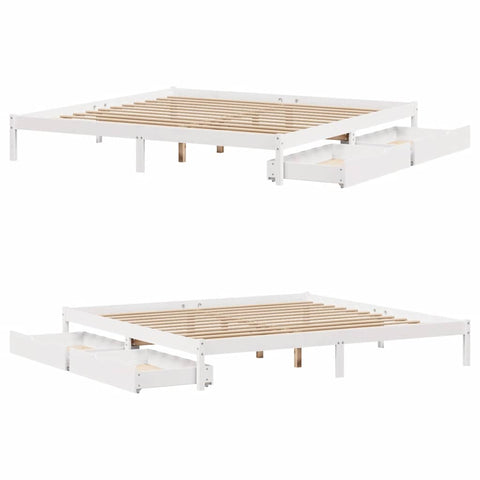vidaXL Bed Frame without Mattress White 180x200 cm Super King Solid Wood Pine