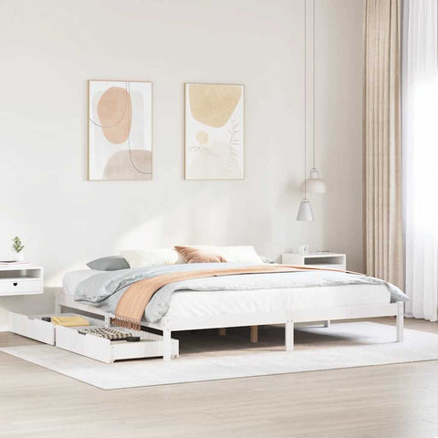 vidaXL Bed Frame without Mattress White 180x200 cm Super King Solid Wood Pine