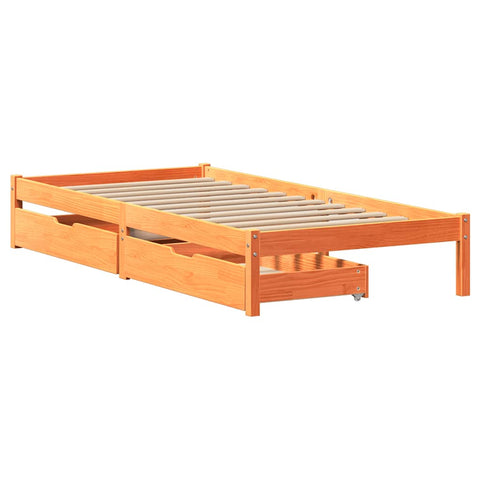 vidaXL Bed Frame without Mattress Wax Brown 75x190 cm Small Single Solid Wood Pine