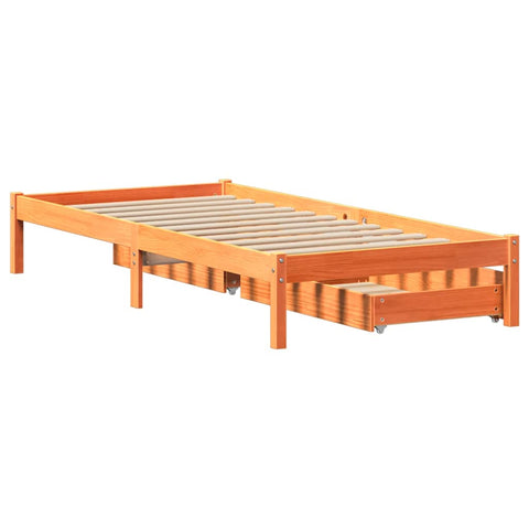 vidaXL Bed Frame without Mattress Wax Brown 75x190 cm Small Single Solid Wood Pine