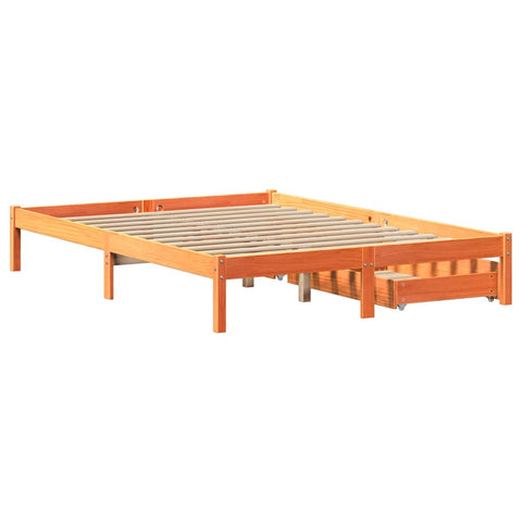 vidaXL Bed Frame without Mattress Wax Brown 140x190 cm Solid Wood Pine