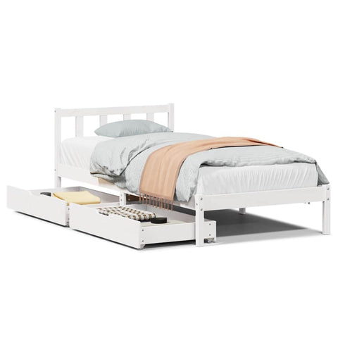 vidaXL Bed Frame without Mattress White 75x190 cm Small Single Solid Wood Pine