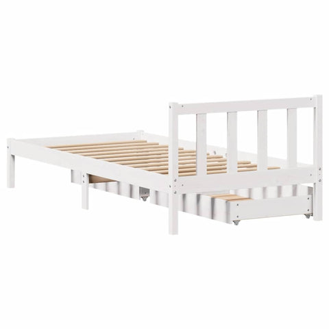 vidaXL Bed Frame without Mattress White 75x190 cm Small Single Solid Wood Pine