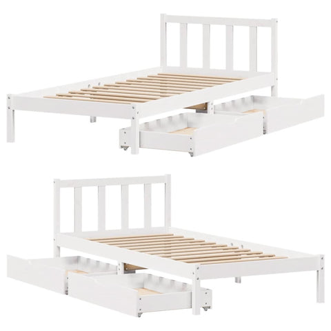 vidaXL Bed Frame without Mattress White 75x190 cm Small Single Solid Wood Pine