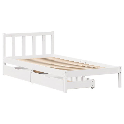 vidaXL Bed Frame without Mattress White 90x190 cm Single Solid Wood Pine