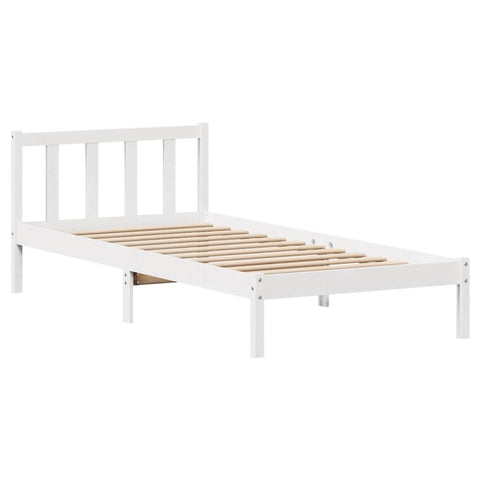 vidaXL Bed Frame without Mattress White 90x190 cm Single Solid Wood Pine