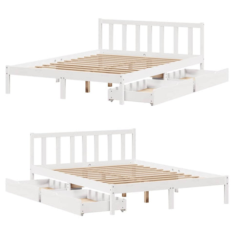 vidaXL Bed Frame without Mattress White 140x190 cm Solid Wood Pine