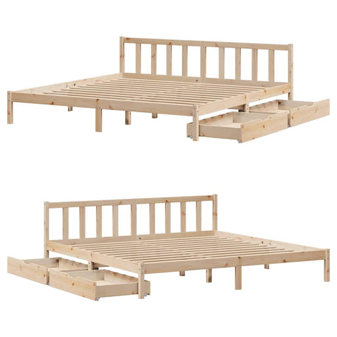 vidaXL Bed Frame without Mattress 180x200 cm Super King Solid Wood Pine