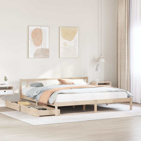 vidaXL Bed Frame without Mattress 180x200 cm Super King Solid Wood Pine